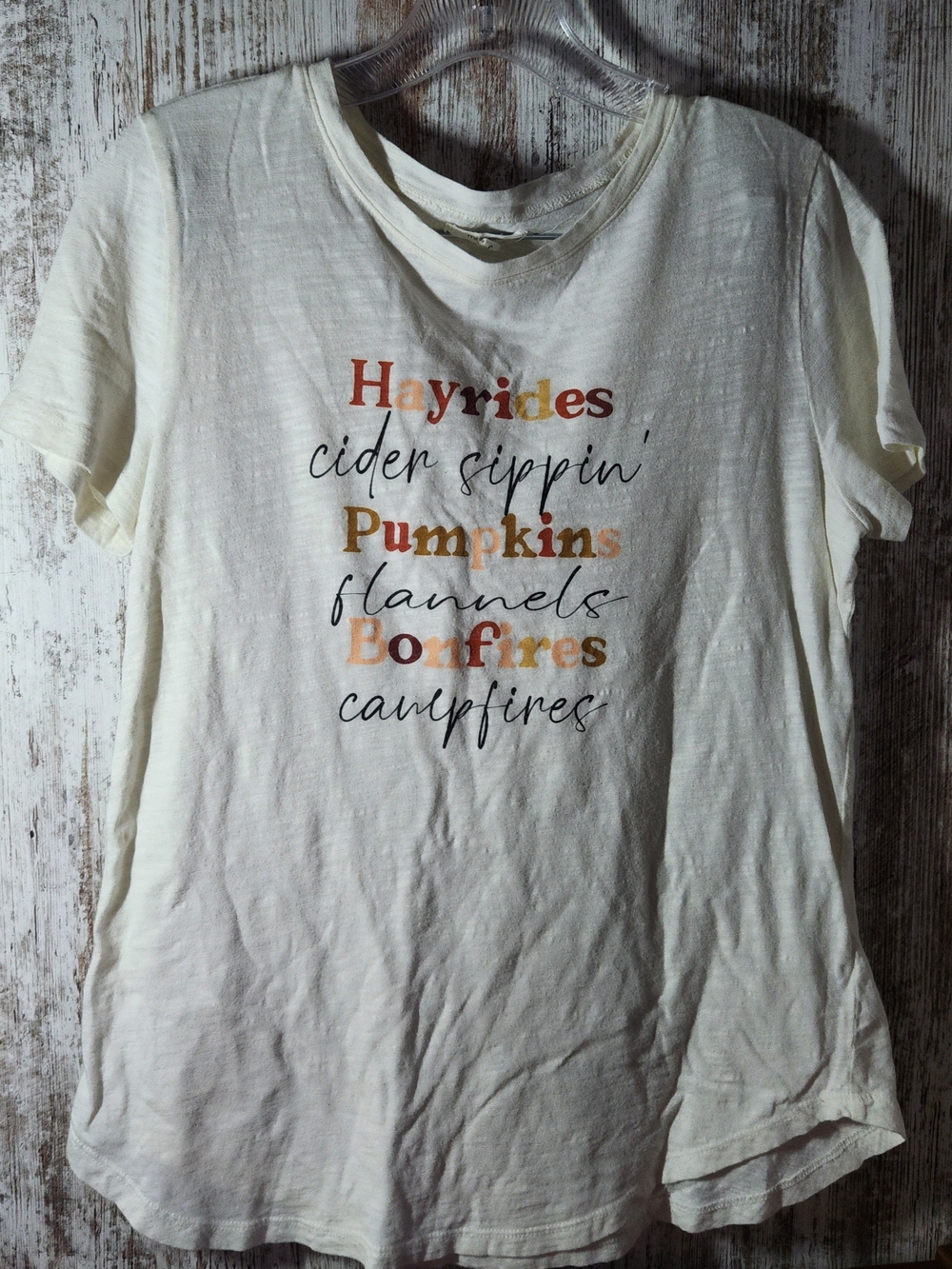 Hayrides, Cider Sippin', Pumpkins Campfires Cozy Fall Autumn Graphic Tee Shirt